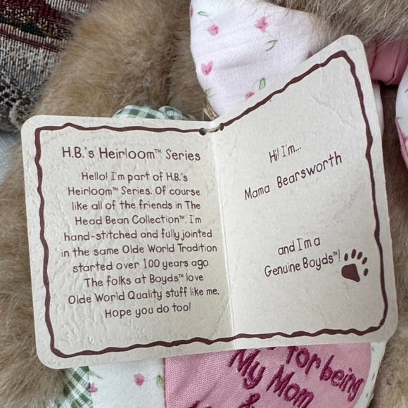 Boyds Plush Teddy Bear with Heart Pillow - Picture 2 of 6